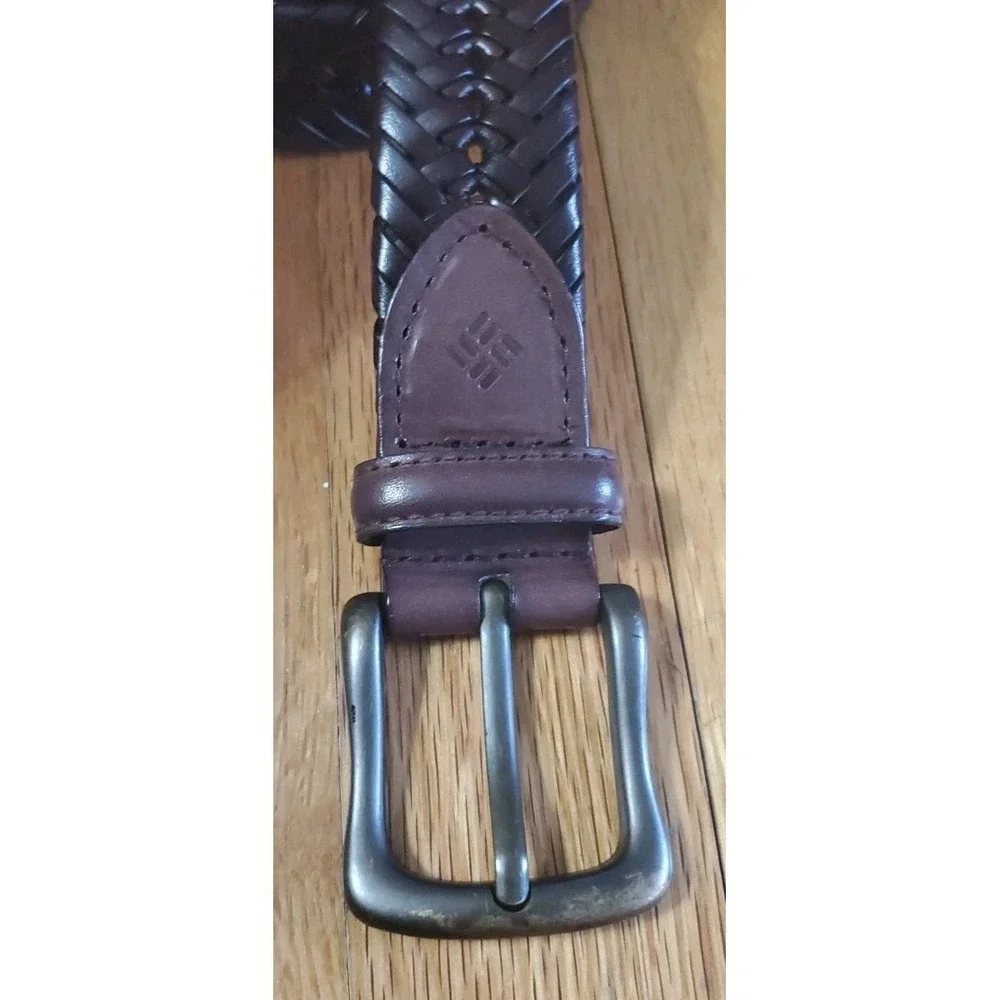 Columbia Sportswear Belt Mens 34‎ Brown Woven Braided Leather 11CO0411